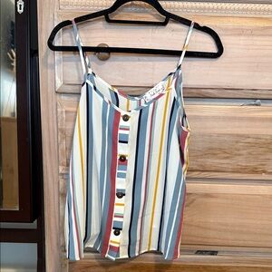 Pink Rose Multicolor Striped Spaghetti-Strap Camisole